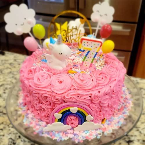 Unicorn Cake Topper , Qoadwem 15Pcs Unicorn Rainbow Cake Toppers For Girls With Rainbow Heart Unicorn Cloud Balloon Happy Birthday Cake Decorations For Boys Girls Kids Birthday … #TOP3
