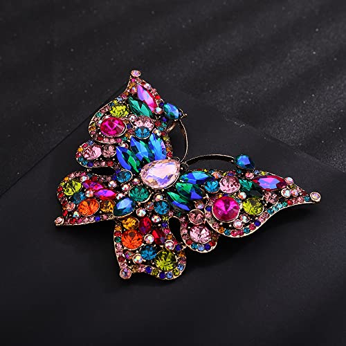 Image of Huge Crystal Beads Winged Butterfly Brooch for Women Men Unisex Brooch Pin for Special Occasion Wedding Suit Dress