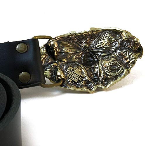 Leather belt with brass buckle Cerberus, Handmade underworld Hound of Hades solid brass belt buckle on leather belt3