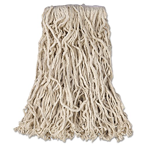 Rubbermaid Commercial Economy Cut-End Cotton Wet Mop Head, 16oz, 1" Band, White, 12/Carton