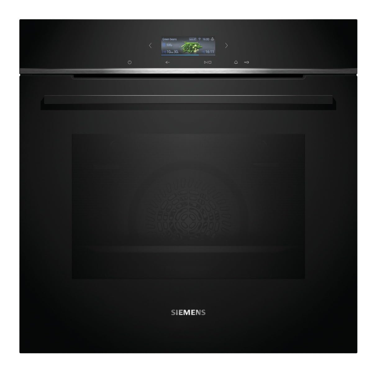 Siemens HB734G1B1 iQ700 - Horno empotrable inteligente, 60 x 60 cm, fabricado en Alemania, negro, ecoClean & humidClean, autolimpieza, Air Fry, programas automáticos, pantalla táctil a color,