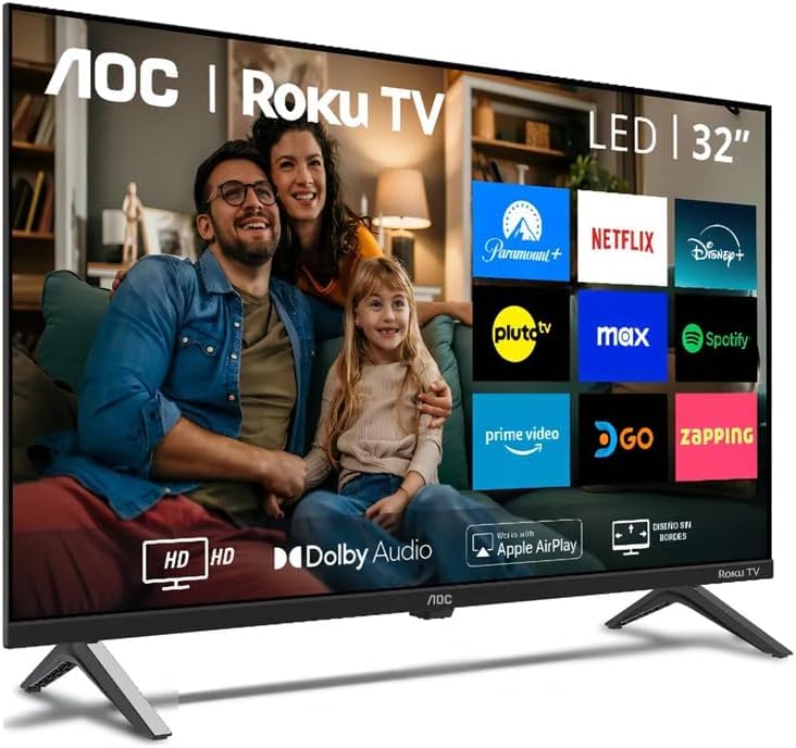 La Mejor Selección de tv vios 32 favoritos de las personas. 47 Q-touch Smart TV LED 32” HD con Roku Integrado | AOC 32S5045 | WiFi, HDMI, USB | Pantalla Inteligente para Streaming