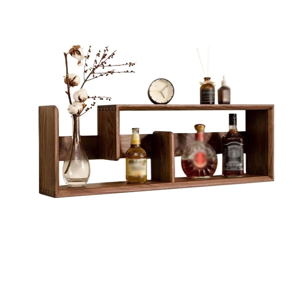 AYCDL Bookcase Walnut Colour Wall Mounted Book Shelves, Wooden Bookshelf, for Bedroom Living Room Office Bathroom Kitchen Display Shelf Display Shelf