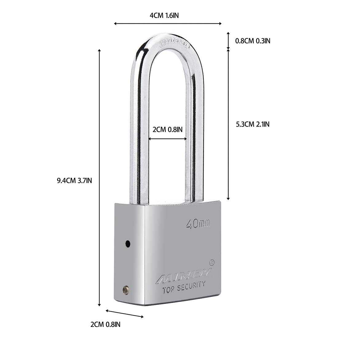 Mindy 40mm Long Shackle Padlocks for Outdoor Use All Weather