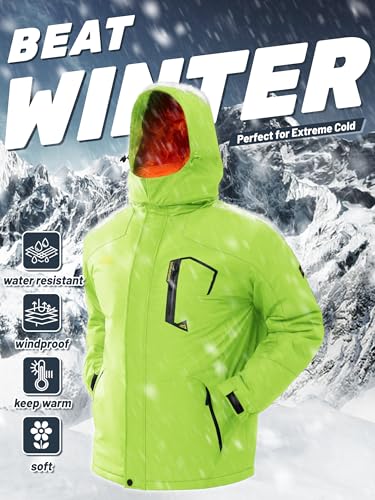 Image of TACVASEN Men's Winter Skiing Jackets Water Resistant Fleece Coats Insulated Thermal Snowboard Jacket Parka Raincoat with Hood