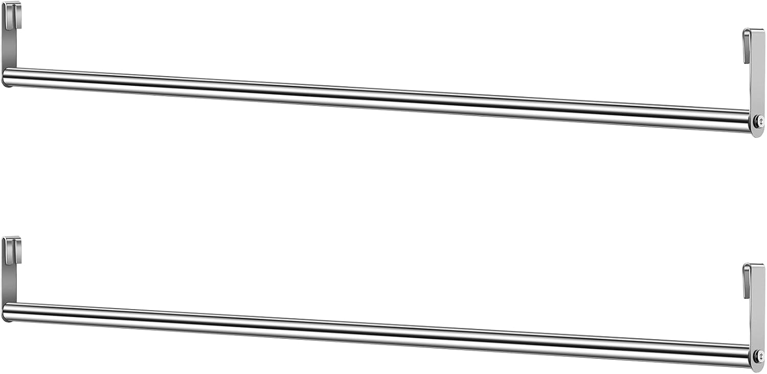 2 Pack Wire Shelving Garment Hanger Bar Wire Shelving Accessories Industrial Closet Clothes Rods for Home Retail Store(Silver,36 Inch) 36 Inch Silver