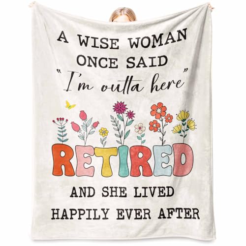 Glydein Retirement Gift for Woman 2026 Soft Flannel Retirement Blankets for Women Best Retired Gifts for Women Funny Retirement Gifts for Teacher Coworker Friend Nurse Boss Famale - 50 x 60