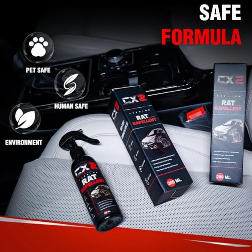Image of CX2 Rat Repellent Spray (200ml) for Car, Bikes | Mouse | Natural Powerful Complete Pest Control Protect Your Wires in Car, Bike | Easy to Use, Non Toxic No Kill Only Repels