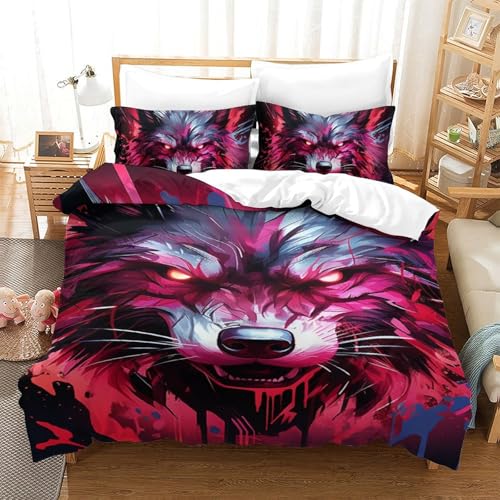 Housse de couette loup en microfibre douce et facile d'entretien