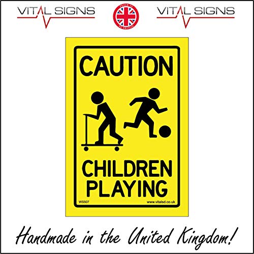 WS507 Warning Sign Caution Children Playing Signs 150mm x 200mm DIBOND/Composite Aluminium