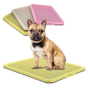 BANU Puppy Pee Pad Holder Indoor/Outdoor Dog Potty Training Toilet Tray 20″ x 16″ for Small and Medium Dogs Hygienic pet Toilet Pet Supplies (Yellow)