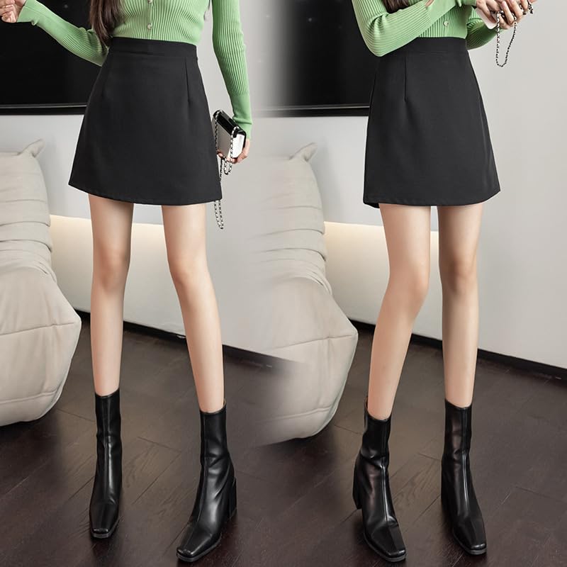 Women's High Waist Slim Black A-Line Short Skirt3