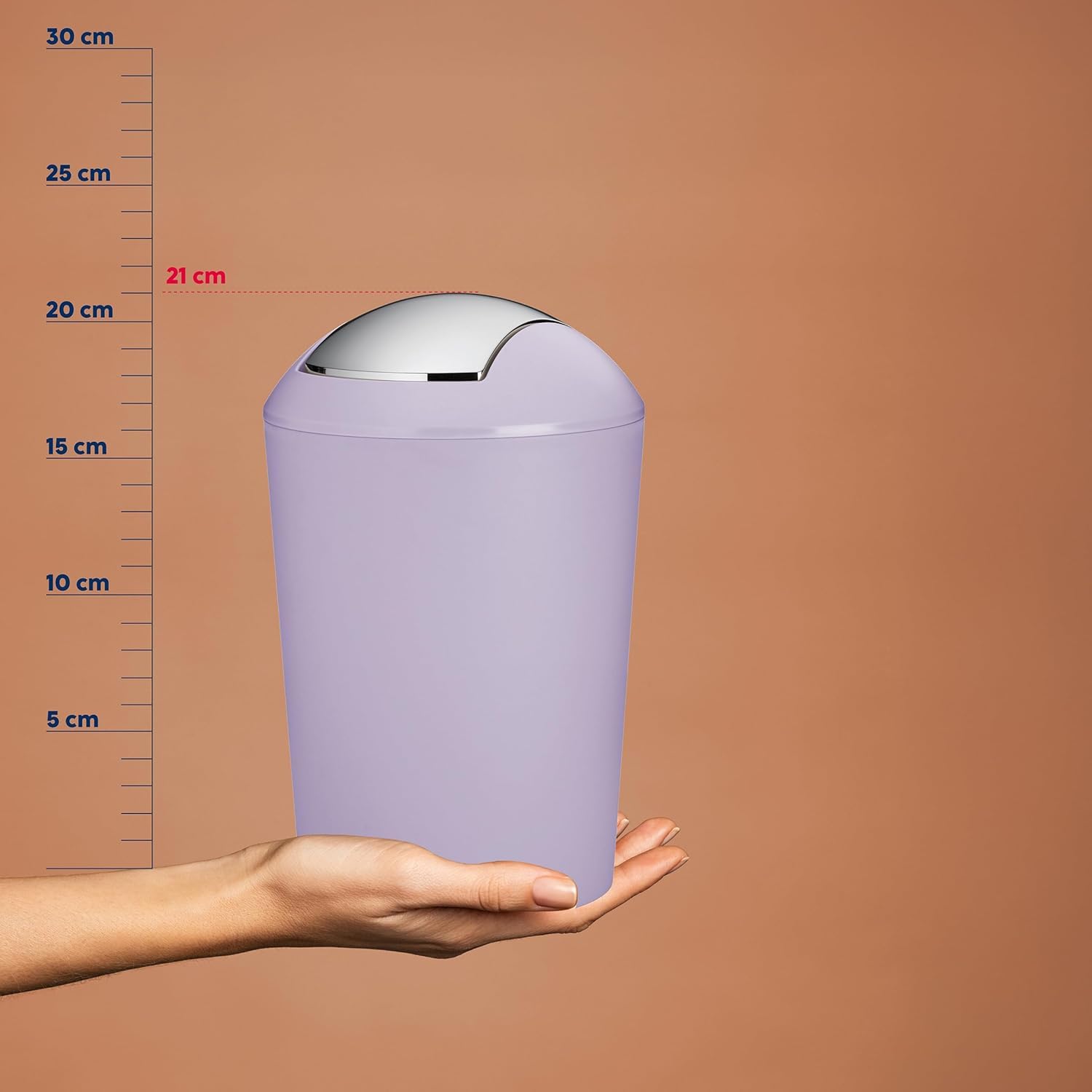 kela Kosz na kosmetyki fioletowy 1,7 l, minikosz na śmieci łazienkowy z uchylną pokrywą, tworzywo sztuczne, MARTA, mały stołowy kosz na śmieci, pastelowy fioletowy matowy