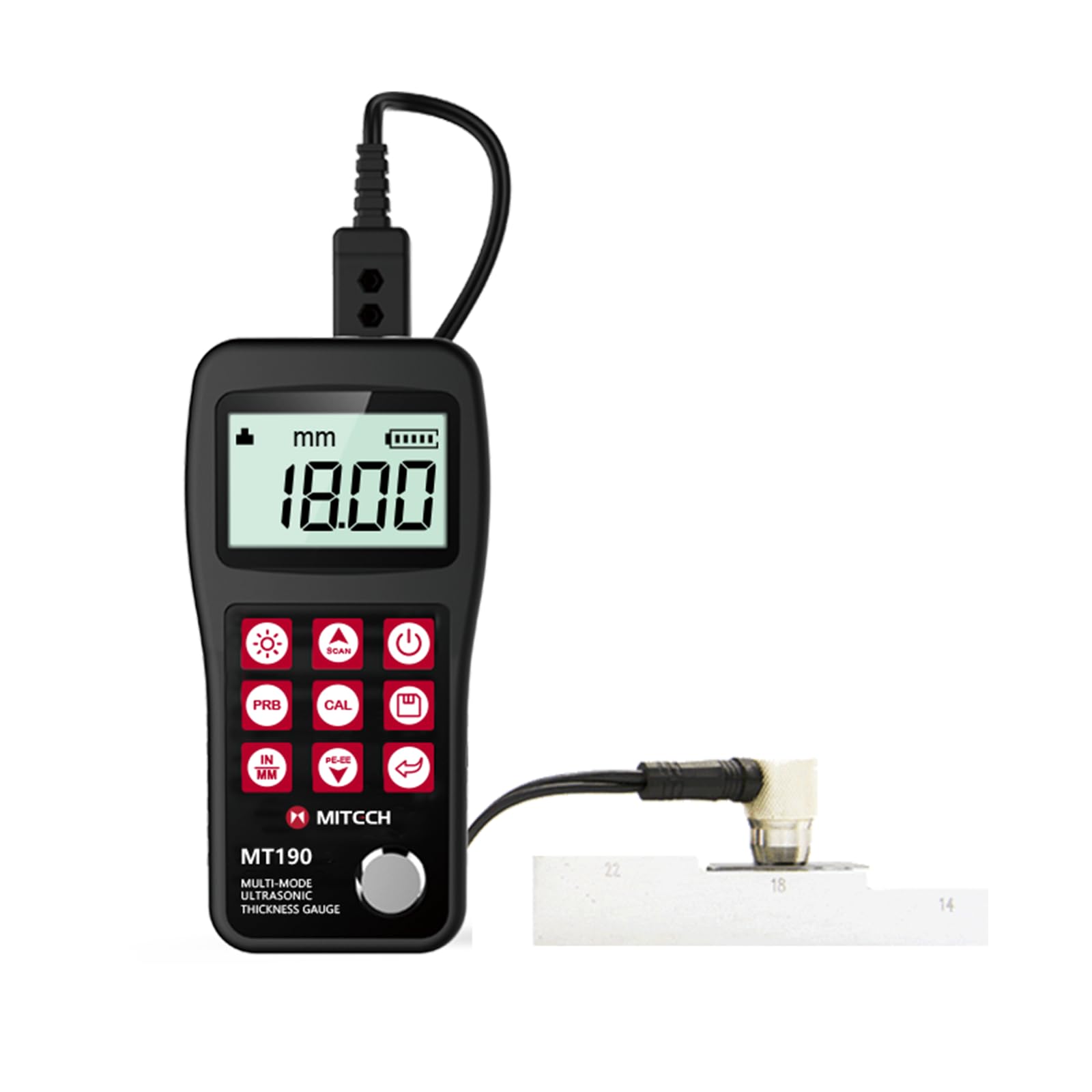 MT190 Multi-Mode Through Coating Ultrasonic Thickness Gauge 0.65-600mm (P-E), 3-60mm (E-E)