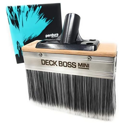 Deck Stain Brush Applicator - Deck Boss Mini by Perdura - 6 inch Paint Brush Stain Seal and Paint for Decks Fence Siding - for Water and Oil Based Coatings on Wood Concrete Rough or Smooth