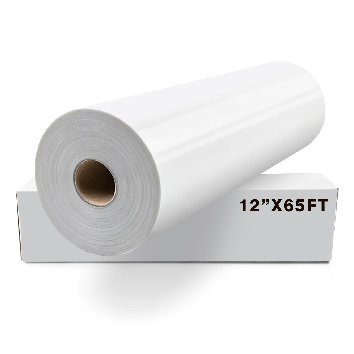 FUNKAKA Heat Transfer Vinyl Rolls, 12" x 65ft White Iron on Vinyl for Shirt
