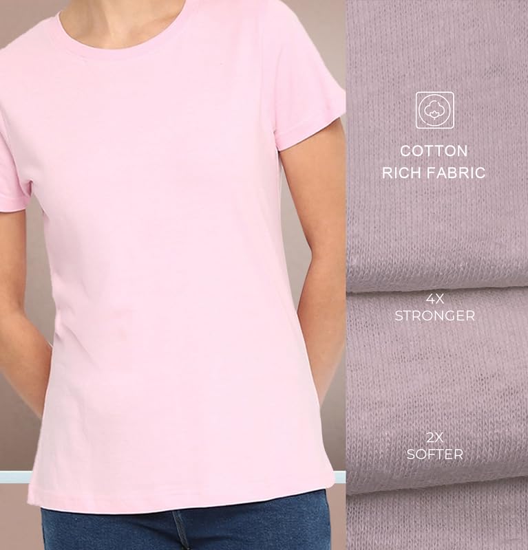Image of Sleepynuts Women's Plain Round Neck Regular Fit Half Sleeve Cotton T Shirt