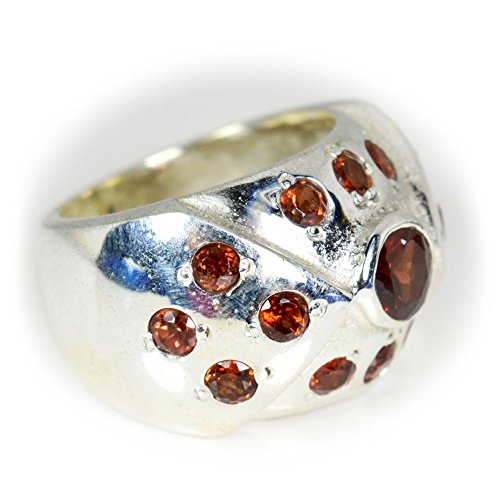 Grenat naturel rouge et argent 925 bague mixte en sterling