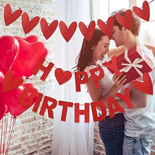 Image of FestikoValentines Day Birthday Banner for Valentine's Day Decoration Heart Banner for Valentines Day Birthday Party Decorations Supplies, 3Pcs