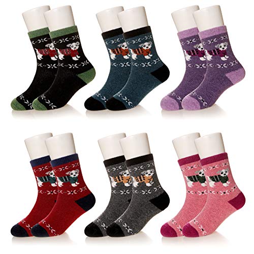 Eocom 6 Pairs Children's Winter Warm Wool Socks Kids Boys Girls Socks