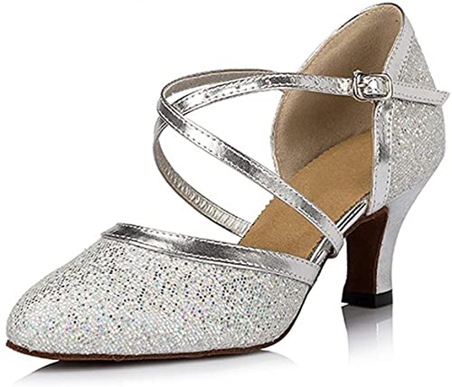Sequin Women's Suede Sole Party Wedding Shoes Practice Ballroom Dance Shoes for 1920S