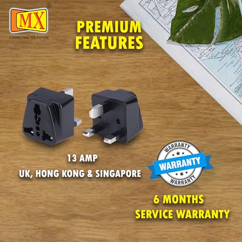 Image of MX India to UK Travel Adapter - Type G Plug Converter for Laptops, Cameras, Chargers & Devices - Compatible with UAE, Hong Kong, Dubai - Pack of 2