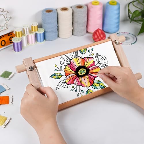 Image of Embroidery Tapestry Scroll Frame, Mini Cross Stitch Frame, Scroll Embroidery&Quilting Holder for Cross Stitch, Needlepoint, and Sewing Projects (12.6inch*9inch)
