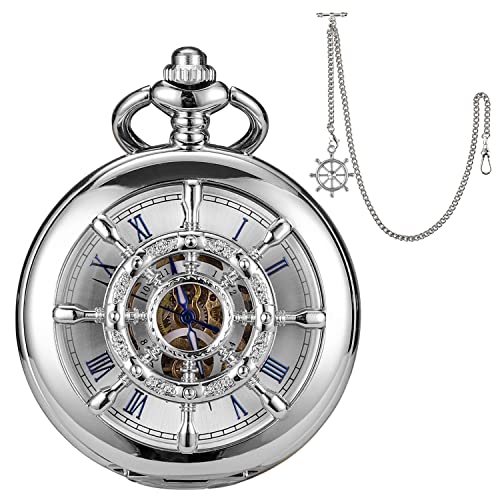 SIBOSUN Pocket Watch Mechanical Pocket Watch Hollow Rudder Case Skeleton