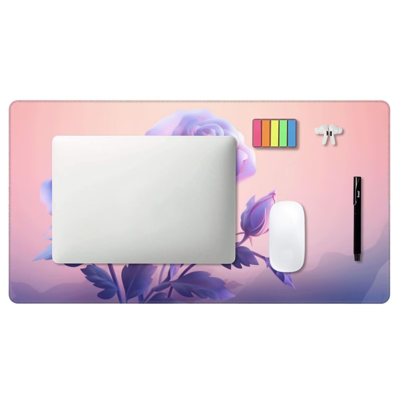 Alfombrilla de Ratón Gaming Grande XXL 1200x500x4mm con Bordes Cosidos, Tela de Micro Tejido, Base de Goma Antideslizante y Mouse Pad, para Teclado Jugadores Escritorio, PC, Oficina Rosa Morada Y6720