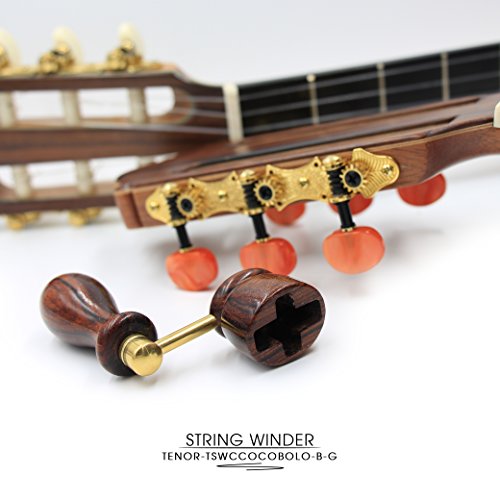 "COCOBOLO" Handcrafted Wooden Guitar String Winder by Tenor. Designed For Classical, Flamenco, Acoustic, Electric Guitars and Ukuleles. Made Of Solid Handpicked COCOBOLO Wood. Beautiful Vintage Look.