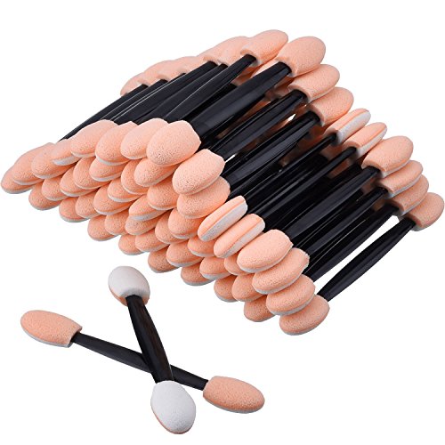 eBoot 150 Pack Disposable Dual Sided Eyeshadow Brush Sponge Tipped Oval Makeup Applicator (Black)