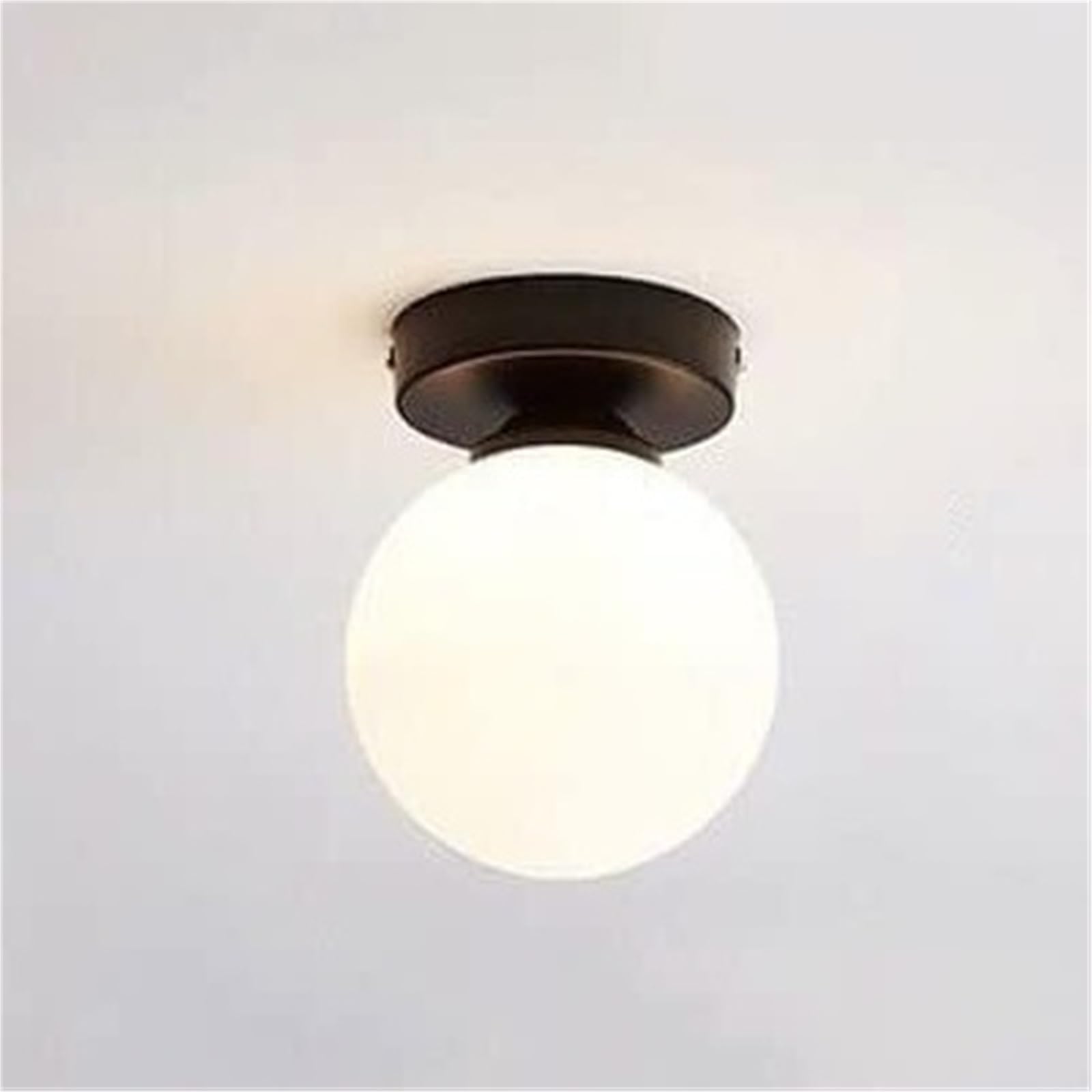 KHUKHU Vintage Hallway Ceiling Light Fixture, Small Mid Century Flush Mount, Clear Glass Milk Glass, Farmhouse Porch Ceiling Lamp for Bathroom Entryway Balcony Stairs(D,White Glass)