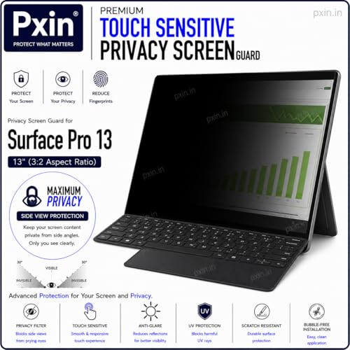 Image of Pxin Aura | Compatible with Microsoft Surface Pro 13 | Ultra Touch Sensitive Privacy Screen | Anti Blue | Anti Glare | UltraThin for Hyper Touch | Anti UV | Privacy Filter