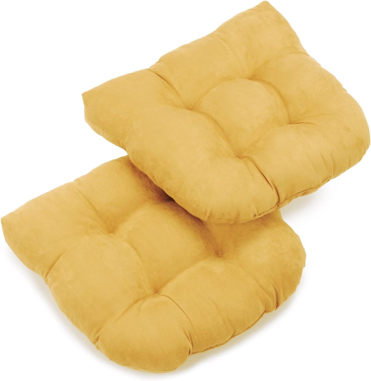 Blazing Needles Microsuede Rounded Back Chair Cushion, 19" x 19", Steel Grey 2 Count