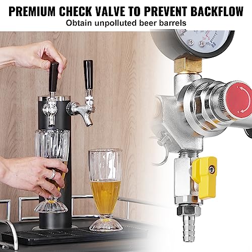 Image of VEVOR Double Gauge Regulator, CO2 Regulator Gauge with 0-60PSI, Heavy Duty CO2 Gauge Gas System, Draft Beer Regulator with Check Valve, Adjustable Pressure Regulator for Draft Beer Homebrew, CGA320