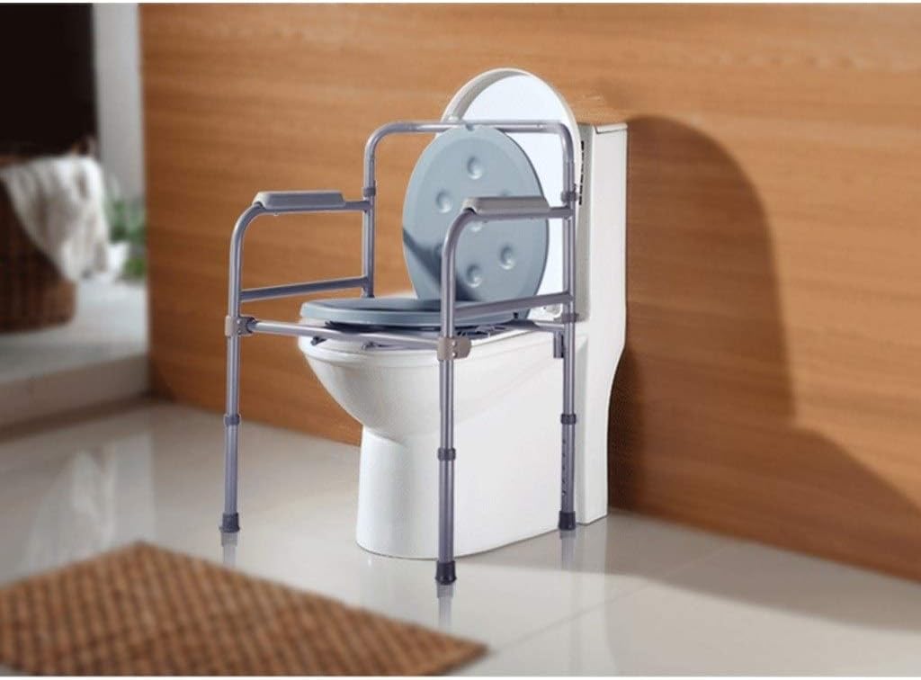 Toilet Frame with Handles Free Standing Bathroom Safety Frame Support Aid Height Adjustable Toilet Assist and Grab Bar for Handicapped