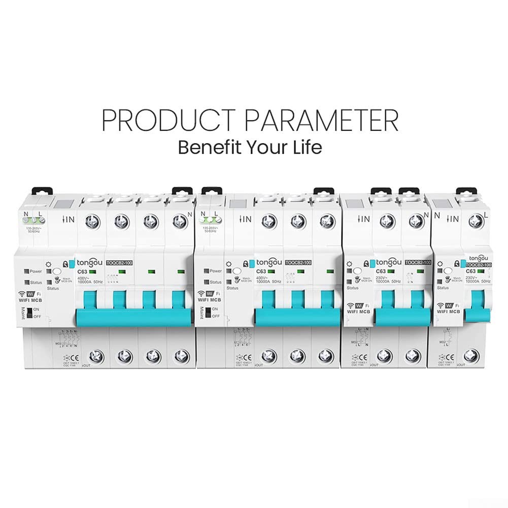 per Tuya MCB WIFI Interruttore di Misurazione, Interruttore Intelligente, Timer per Smart Life Telecomando Wireless, 2P