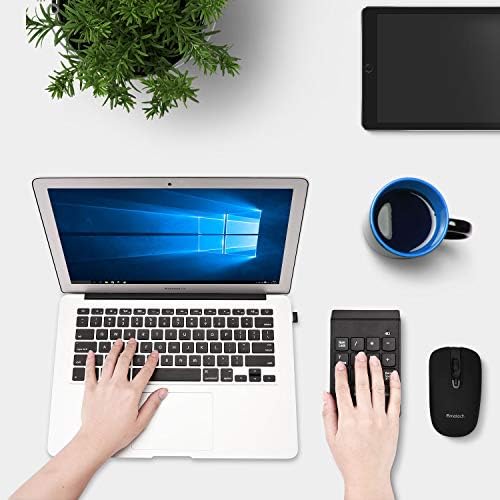 cimetech Wireless Numeric Keypad, 2.4G Portable Mini Numpad with USB Receiver 18Keys Office Calculating Number Pads for Laptop, Notebook, Desktop, Computer, PC (Black)