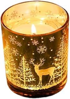 BluevI Sândalo Led Presente de Aniversário Vela Perfumada de Natal Cera de Soja Premium Ambiente Velas de Natal Perfumadas Segurança Saúde Velas de Natal macias sem odor para presentes feriados (dourado)  