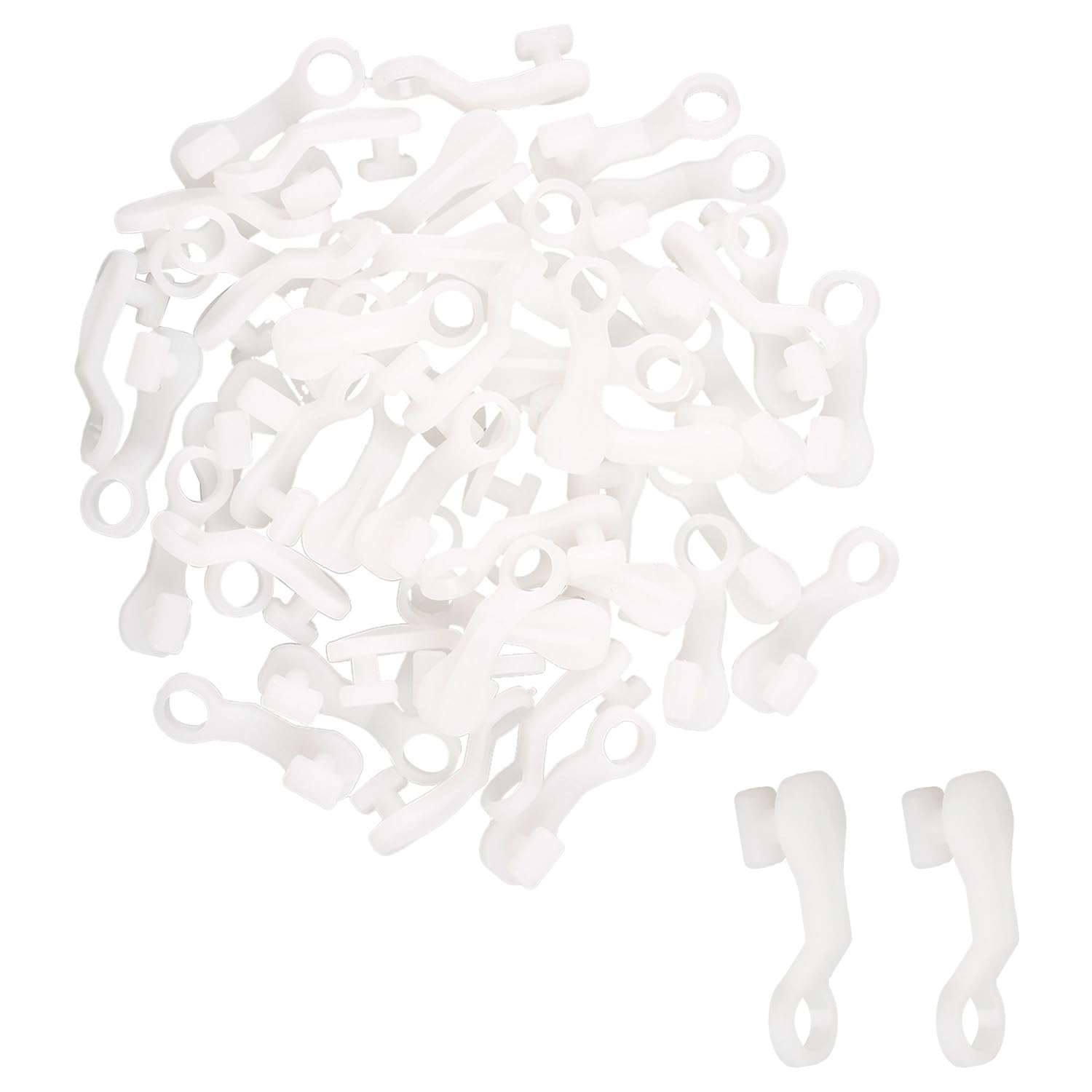 Gaomumu White 50Pcs Curtain Track Gliders, Reusable Plastic Curtain Hooks, Easy Fit Curtains Rail Sliding Hooks, Ideal For Window Door Shower