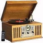 Steepletone Westminster 2018 Nostalgic DAB Radio 7 in 1 Music Centre: 3 Speed Record Player, CD Player, Cassette Player, USB/MP3 RECORDING, FM, Remote Control (Light Wood (BLUETOOTH Version Package)