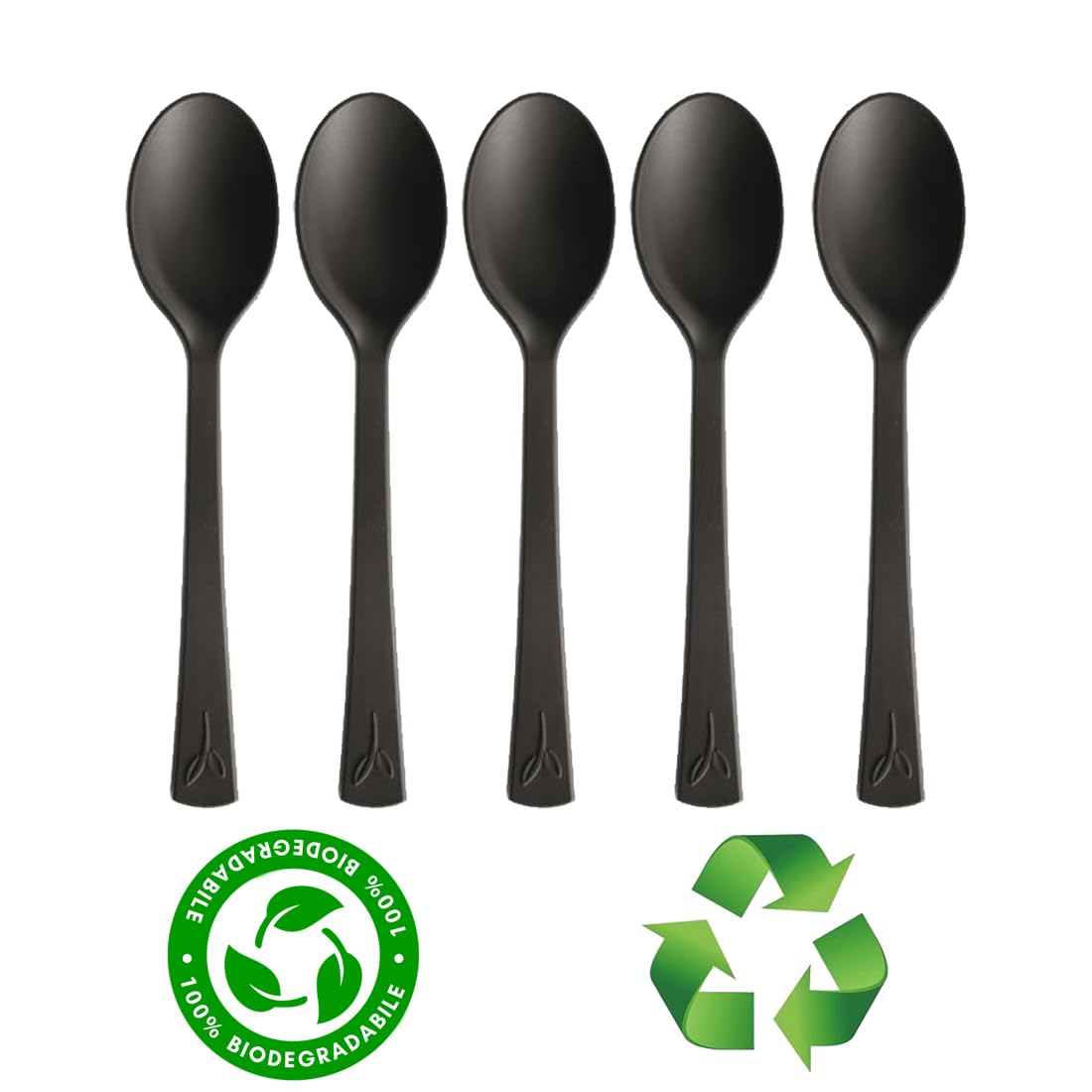 MAQA 100 pz Cucchiaini per finger food 10 cm, neri, riutilizzabili