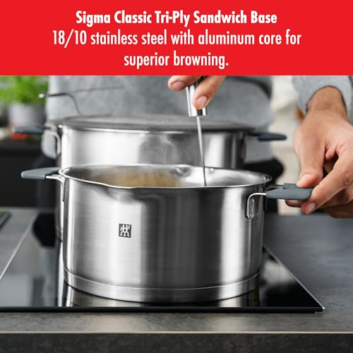 ZWILLING Simplify Set di pentole in acciaio inox, 5 Pezzi, Con fori integrati nel coperchio, Anche per piani a induzione, Argento-Nero - immagine 3