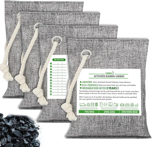 Bamboo Charcoal Odor Absorber Bags, 4 Pack