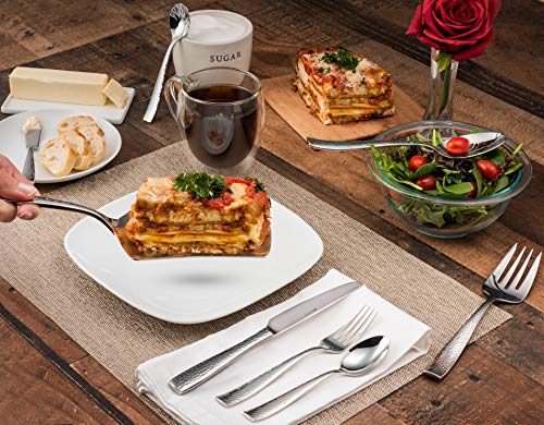 Image of Hudson Essentials 20-Piece Hammered 18 /10 Stainless Steel Flatware Silverware Set, Service for 4 (20-Piece Set)
