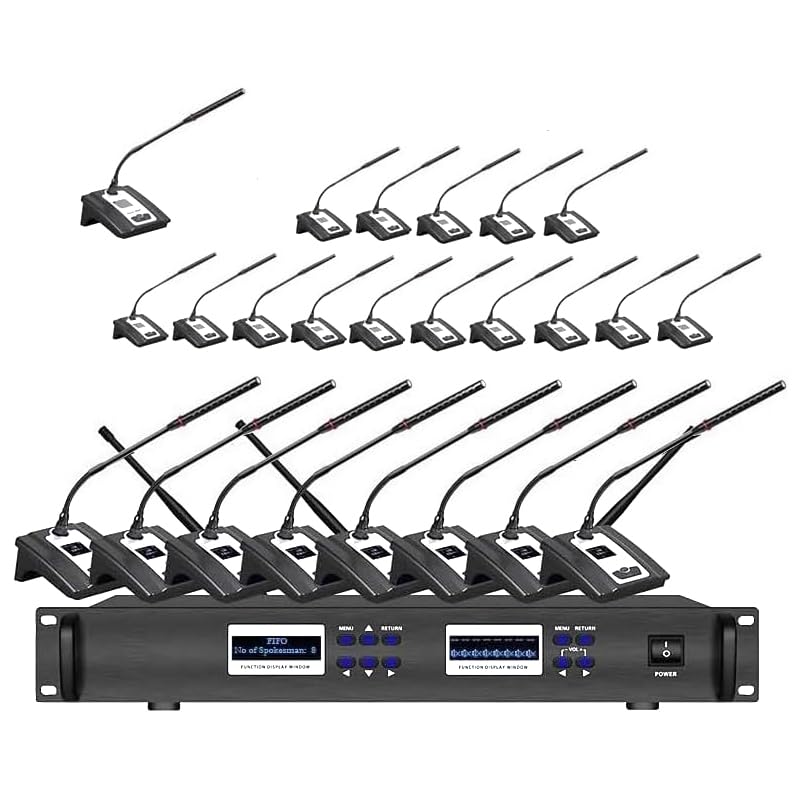 JTJ-AUDIO Professional UHF Wireless Conference System for Big Meeting, 1 Chairman 23 Delegate Wireless Microphones, Digital Discussion System