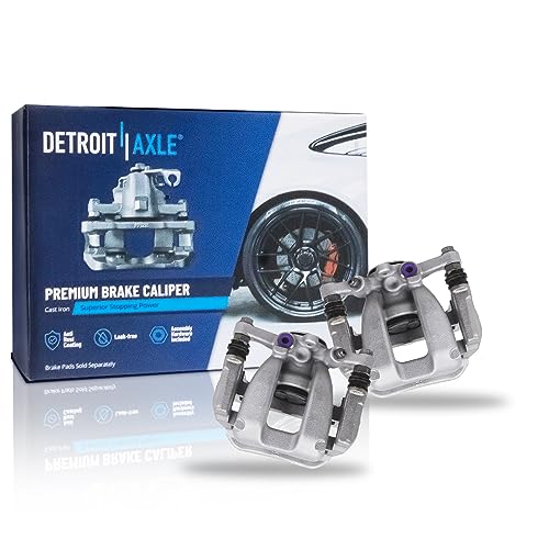 Image of Detroit Axle - Rear Brake Calipers with Brackets Replacement for Chevrolet Equinox Malibu GMC Terrain - 2pc Set