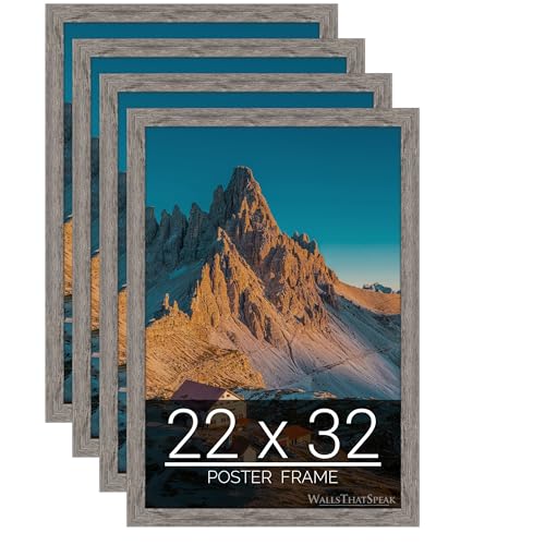wallsthatspeak 22x32 Gray Barnwood Picture Frame for Puzzles Posters Photos or Artwork (4-Pack)