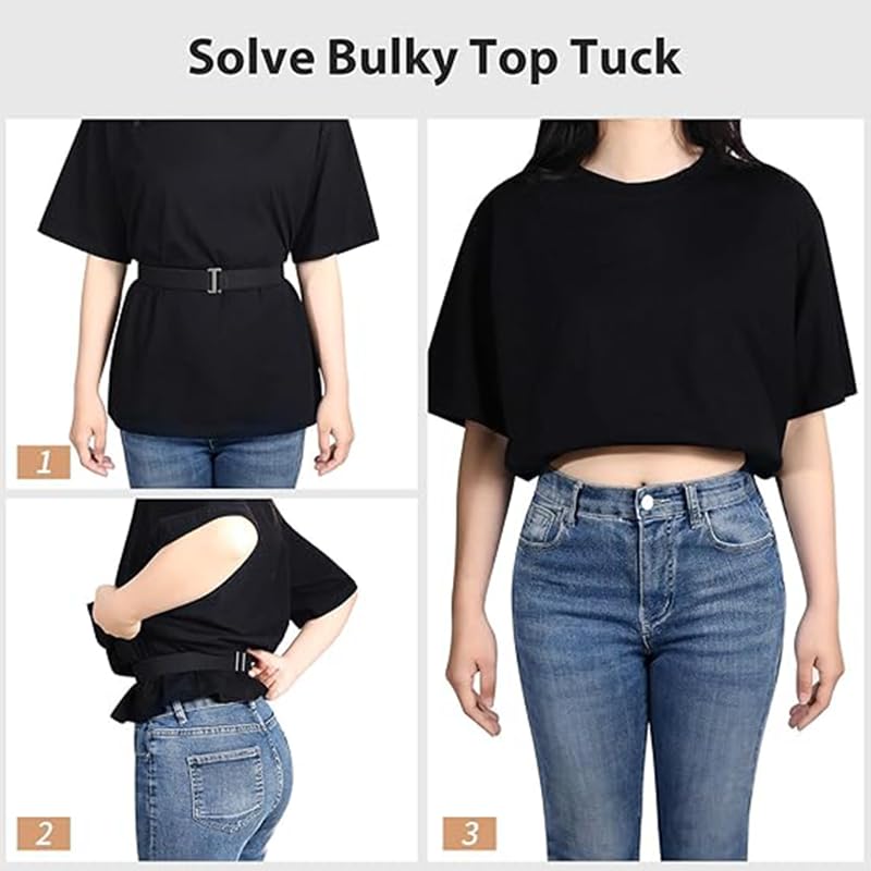 Invisible Elastic Waist Belt for Women – Adjustable, Lightweight, Foldable Design with Flat Metal Buckle – Ideal for Jeans, Pants, Dresses – Great Gift Idea(Black)4