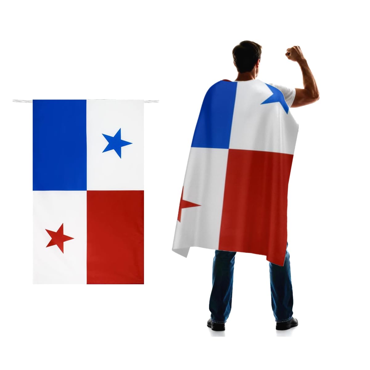 Panama Flag Cape 3x5 FT for Independence Day Holiday Costumes Celebrati,150D Premium Polyester,Panamanian National Patriotic Flags Costume Cloak.